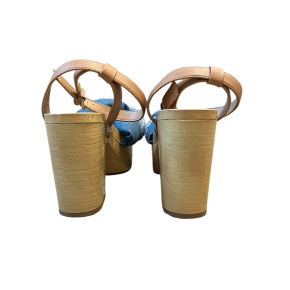 Sam & Libby Cassandra Denim Indigo Blue and Tan Platform Sandals Size: 8… - Picture 7 of 8